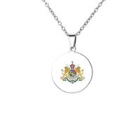 kkjoy Collar con Emblema y Bandera de Irán de Acero Inoxidable Unisex Colgante Patriótico joyería con León Persa y Sol para Mujer Hombre(Forma Redonda - Emblema de Irán, Plata)