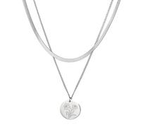 kkjoy Collar con Flores de Cumpleaños de Acero Inoxidable Colgante Flores de Nacimiento Joyas para Mujeres Encantadoras(03-Mar-Kalanchoe, Plata)