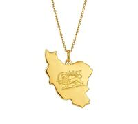 kkjoy Collar con Mapa de Irán de Acero Inoxidable Unisex Colgante Patriótico joyería con León Persa y Sol para Mujer Hombre(Estilo 4, Oro)