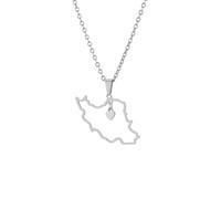 kkjoy Collar con Mapa de Irán de Acero Inoxidable Unisex Colgante Patriótico joyería con León Persa y Sol para Mujer Hombre(Estilo 7, Plata)