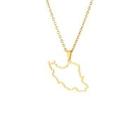 kkjoy Collar con Mapa de Irán de Acero Inoxidable Unisex Colgante Patriótico joyería con León Persa y Sol para Mujer Hombre(Estilo 8, Oro)
