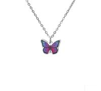 kkjoy Collar de Mariposa Colorido de Acero Inoxidable Colgante de Insecto Animal Bohemio Joyas de Elfos Voladores para Mujeres(Mariposa 4, Plata)