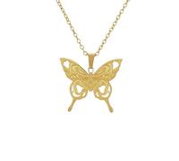 kkjoy Collar de Mariposa en Acero Inoxidable Collar Colgante de Calado Corazón de Amor Elfos Voladores Mariposa Joyería de Moda para Mujeres Señoras con Encanto