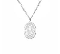 kkjoy Collar de Nuestra Señora de Guadalupe de Acero Inoxidable Colgante Católico de la Virgen María Joyería Cristiana Amuleto para Mujer Hombre(Plata)