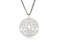 kkjoy Collar de Yoga Flor de Loto Acero Inoxidable Collar Flor de la Vida Joyas de Inspiración para Mujeres Hombres