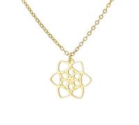 kkjoy Collar Flor de la Vida de Acero Inoxidable Collar Colgante Nudo Celta Flor de la Eternidad Inspirational Amuleto Joyas para Mujeres Señoras con Encanto (Oro)
