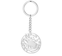 kkjoy Llavero de Zorro de Acero Inoxidable Colgante Zorros Animales Llavero Bolso Accesorios para Hombre Mujer Amantes de los Animales (Plata)