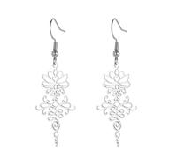 KKJOY Pendientes Colgante Flor de Loto Yoga de Acero Inoxidable Joyas Budismo Unalome Inspiración para Mujeres Señoras con Encanto (Plata)