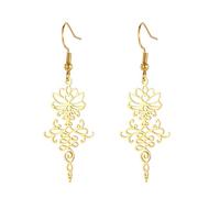 KKJOY Pendientes Colgante Flor de Loto Yoga de Acero Inoxidable Joyas Budismo Unalome Inspiración para Mujeres Señoras con Encanto (Oro)