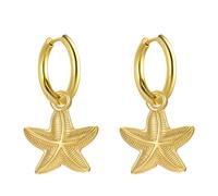 KKJOY Pendientes Colgantes Con Estrella de Mar de Acero Inoxidable Colgante Marítimo Vacaciones en la Playa Joyería para Mujer Amantes del Mar(Oro)