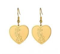 KKJOY Pendientes con Flores de Nacimiento de Acero Inoxidable Chapados en Oro Pendientes con Flores de Cumpleaños Joyas para Mujeres Encantadoras(05-May-Espino Blanco-Forma de Corazón)