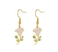 KKJOY Pendientes con Flores de Nacimiento de Acero Inoxidable Chapados en Oro Pendientes con Flores de Cumpleaños Joyas para Mujeres Encantadoras(09-Sept-Gloria de Mañana-Esmalte)