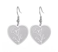 KKJOY Pendientes con Flores de Nacimiento de Acero Inoxidable Pendientes con Flores de Cumpleaños Joyas para Mujeres Encantadoras(09-Sept-Gloria de Mañana-Forma de Corazón)