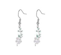 KKJOY Pendientes con Flores de Nacimiento de Acero Inoxidable Pendientes con Flores de Cumpleaños Joyas para Mujeres Encantadoras(05-May-Espino Blanco-Esmalte)