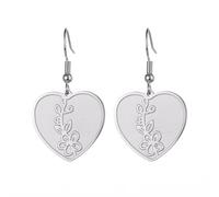 KKJOY Pendientes con Flores de Nacimiento de Acero Inoxidable Pendientes con Flores de Cumpleaños Joyas para Mujeres Encantadoras(05-May-Espino Blanco-Forma de Corazón)