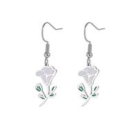 KKJOY Pendientes con Flores de Nacimiento de Acero Inoxidable Pendientes con Flores de Cumpleaños Joyas para Mujeres Encantadoras(09-Sept-Gloria de Mañana-Esmalte)