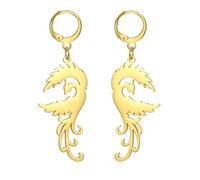 KKJOY Pendientes de Aro con Colgante de Fénix de Acero Inoxidable Pendientes de Animales Mitológicos Pájaro Amuleto de Renacimiento de Fénix Joyas de Protección para Mujeres Niñas