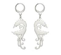 KKJOY Pendientes de Aro con Colgante de Fénix de Acero Inoxidable Pendientes de Animales Mitológicos Pájaro Amuleto de Renacimiento de Fénix Joyas de Protección para Mujeres Niñas
