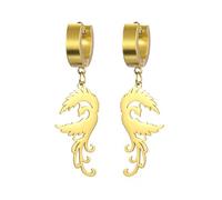 KKJOY Pendientes de Aro con Colgante de Fénix de Acero Inoxidable Pendientes de Animales Mitológicos Pájaro Amuleto de Renacimiento de Fénix Joyas de Protección para Mujeres Niñas