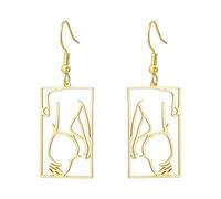 KKJOY Pendientes de Belleza Pin-up de Acero Inoxidable Oro Colgante de Vintage Chica de Portada Joyería para Mujer Encanto de Señoras (Estilo 2)