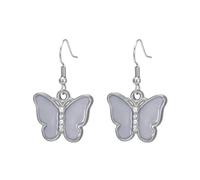 KKJOY Pendientes de Mariposa Esmaltado Colorido de Acero Inoxidable Colgante de Insecto Animal Bohemio Joyas de Elfos Voladores para Mujeres(Gris)