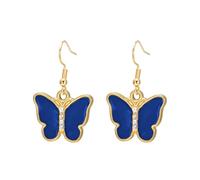 KKJOY Pendientes de Mariposa Esmaltado Colorido de Acero Inoxidable Colgante de Insecto Animal Bohemio Joyas de Elfos Voladores para Mujeres(Azul Marino)