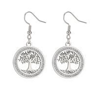 KKJOY Pendientes del Árbol de la Vida de Acero Inoxidable Pendientes Colgantes del Árbol de la Vida de la Familia Joyas Amuleto de Inspiración Regalos Espirituales para Mujeres Hombres