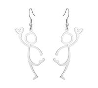 KKJOY Pendientes Divertido Garabato de Acero Inoxidable Colgante de Gesto de Amor Expresivo Joyería para Mujer Encantadoras Señoras (Plata)