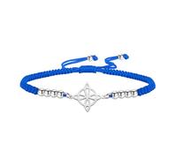 kkjoy Pulsera Ajustable de Cuerda con Nudo de Brujas de Acero Inoxidable Nudo Celta Triángulo Símbolo Wiccan Amuleto de Brujería con Nudo Mágico para Mujeres con Encanto de Señoras (Azul-Plata)