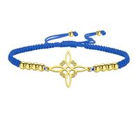 kkjoy Pulsera Ajustable de Cuerda Trenzada con Nudo de Brujas de Acero Inoxidable Pulsera con Símbolo de Nudo Celta Wicca Amuleto de Brujería con Nudo Mágico para Mujeres con Encanto (Azul-Oro)