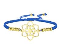 kkjoy Pulsera Ajustable de Cuerda Trenzada Flor de la Vida de Acero Inoxidable Joyería Amuleto de la Eternidad Floral Inspiradora para Mujeres Encantadoras (Azul)