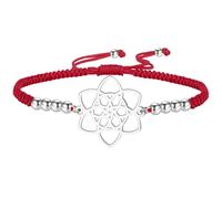 kkjoy Pulsera Ajustable de Cuerda Trenzada Flor de la Vida de Acero Inoxidable Joyería Amuleto de la Eternidad Floral Inspiradora para Mujeres (Rojo)