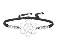 kkjoy Pulsera Ajustable de Cuerda Trenzada Flor de la Vida de Acero Inoxidable Joyería Amuleto de la Eternidad Floral Inspiradora para Mujeres (Negro)