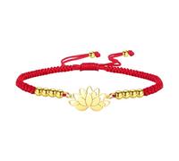 kkjoy Pulsera Ajustable de Cuerda Trenzada Símbolo de Yoga Lotus de Acero Inoxidable Joyas Inspiradas en Flores de Cadena de la Suerte Hechas a Mano para Mujeres y Hombres(Rojo - Oro)