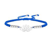 kkjoy Pulsera Ajustable de Cuerda Trenzada Símbolo de Yoga Lotus de Acero Inoxidable Joyas Inspiradas en Flores de Cadena de la Suerte Hechas a Mano para Mujeres y Hombres(Azul - Plata)