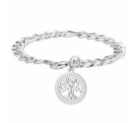 kkjoy Pulsera Árbol de la Vida de Cristal Colgante Árbol Genealógico de Acero Inoxidable Joyería Espiritual Inspirada en la Naturaleza para Hombres y Mujeres(Plata)