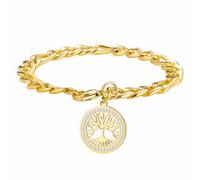 kkjoy Pulsera Árbol de la Vida de Cristal de Acero Inoxidable Colgante Árbol Genealógico Joyería Espiritual Inspirada en la Naturaleza para Hombres Mujeres(Oro)
