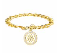 kkjoy Pulsera Árbol de la Vida Hexagrama Estrella de David de Cristal de Acero Inoxidable Colgante Árbol Genealógico Joyería Espiritual Inspirada en la Naturaleza para Mujeres y Hombres(Oro)
