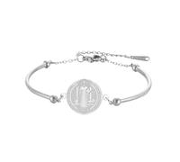 kkjoy Pulsera Brazalete San Benito Cruz Medalla Exorcismo de Acero Inoxidable Amuleto Cristiana Religiosa Joyería para Hombre Mujer(Plata)