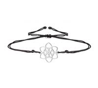 kkjoy Pulsera de Cadena de Cuerda Flor de la Vida de Acero Inoxidable Pulsera Nudo Celta Flor de la Eternidad Inspirational Amuleto Joyas para Mujeres Señoras con Encanto (Negro-Plata)