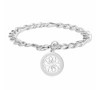 kkjoy Pulsera de la Flor de la Vida de Cristal de Acero Inoxidable Colgante de Geometría Sagrada Flores Eternas Joyas de la Semilla de la Vida para Hombres Mujeres(Plata)