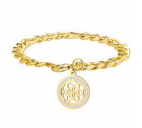 kkjoy Pulsera de la Flor de la Vida de Cristal de Acero Inoxidable Colgante de Geometría Sagrada Flores Eternas Joyas de la Semilla de la Vida para Mujeres Hombres(Oro)