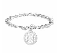 kkjoy Pulsera de la Flor de la Vida Geometría Sagrada de Cristal de Acero Inoxidable Colgante de Flores Eternas Joyas de la Semilla de la Vida para Hombres Mujeres(Plata)