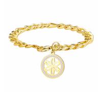 kkjoy Pulsera de la Flor de la Vida Geometría Sagrada de Cristal de Acero Inoxidable Colgante de Flores Eternas Joyas de la Semilla de la Vida para Mujeres Hombres(Oro)