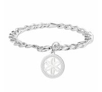 kkjoy Pulsera de la Flor de la Vida Geometría Sagrada de Cristal de Acero Inoxidable Colgante de Flores Eternas Joyas de la Semilla de la Vida para Mujeres Hombres(Plata)