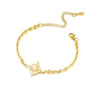 kkjoy Pulsera Nudo de Brujas con Eslabones de Bambú de Acero Inoxidable Símbolo Mágico Wiccano Amuleto de Brujería Joyería para Mujeres Hombres(Oro)