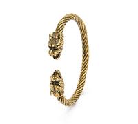 kkjoy Vintage Brazalete Vikingo Hombre con Cabeza de Leona Oro Pulseras Ajustable de Acero Inoxidable para Adolescentes Chicos
