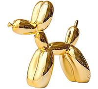 KKLT Escultura Perro Globo 10 Colores Escritorio, Polyresin Acabado Metálico, Artesanía Oficina Casa, Dorado 30x30x12cm(12x12x5inch)