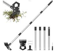 Kkluno Extractora de Malas Hierbas Mango Largo 150cm - Herramientas de Malas Azadas 2 en 1 Rastrillo de Malas Hierbas y Azada de Jardín, Eliminación de Manual para Deshierbar Patios Huerto Jardines