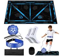 Kkluno Set de Entrenamiento de Fútbol Interior, Alfombra de Entrenamiento 90x60cm con Banda de Rebote, Calcetines Antideslizantes y Muñequeras, Mejora Control del Balón